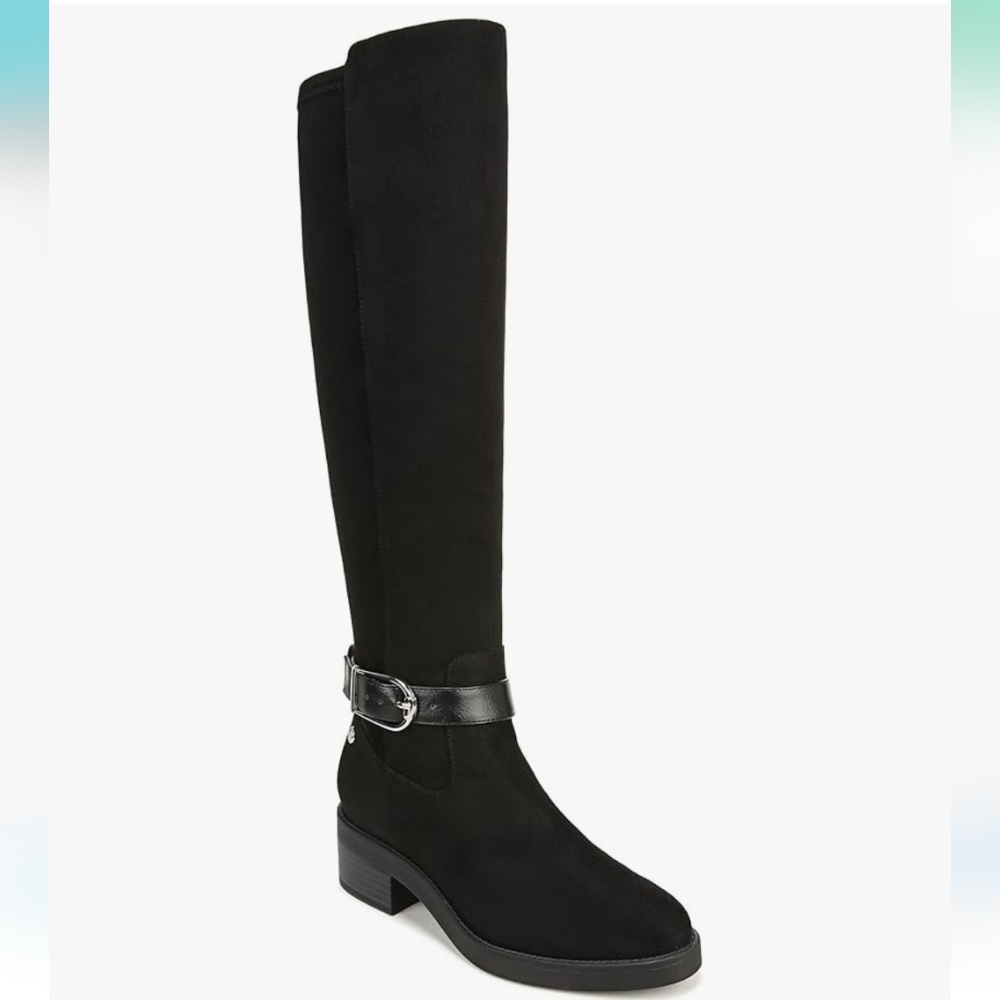 LifeStride Brooks Xtrovert Black Faux Leather Riding Boots New - Sz 10 Wide Calf